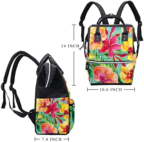 Mochila VBFOFBV Backpack, grandes sacolas unissex, pacote de viagens multiuso para os pais, folhas tropicais ukulele