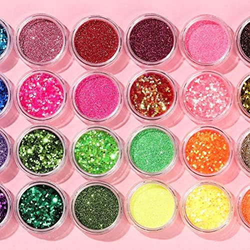 Nicole Diário 48 Cores Glitter e lantejoulas definidas para artesanato e festival de unhas, glitter cosmético para rosto, corpo, maquiagem para os olhos