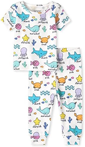 O local da criança unissex bebê e a criança pequena de manga curta e calças confortáveis ​​ajustam algodão 2 peças de pijama