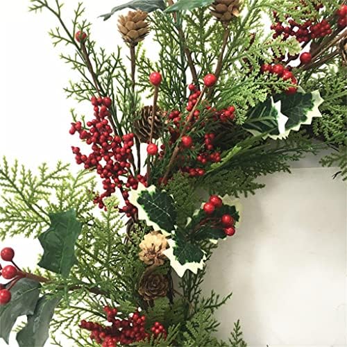 Yasez Simulação Porta Decoração de Christmas Wreath Red Fruit Pine Cone Greath Simulation Greath Greath