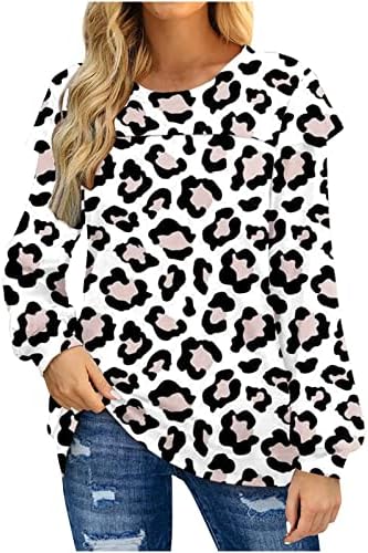 Mulheres impressas mangas compridas camisetas camisetas de vaca polka pullovers gráficos tampas clássicas de pescoço redondo