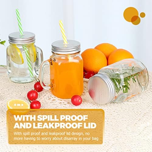 Nuobesty 4 sets pedidos de pedreiro com alça e palha xícaras de smoothie copo pedreiro de vidro bebendo canecas para bebidas sucos