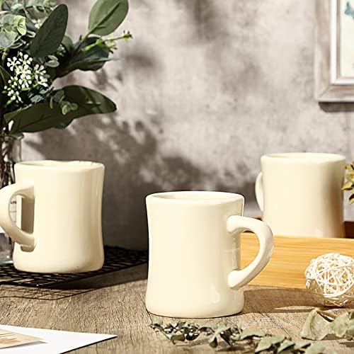 Conjunto de canecas de café 9 canecas de café 11 oz canecas de café cerâmica grita de grés pesados ​​creme branco xícaras