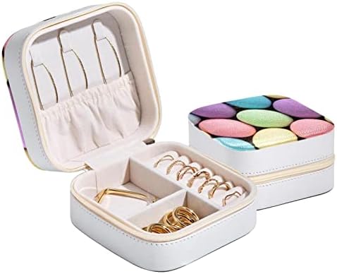 Rodailycay pintado colorido ovos de páscoa mini caixa de jóias de viagem, organizador de armazenamento de anel de colar portátil,