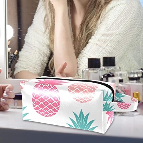 Bolsa de maquiagem de viagem sacos de maquiagem de bolsa de higieness à prova d'água para mulheres e meninas, abacaxi azul rosa