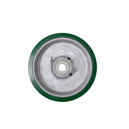 Piso de poliuretano verde de 6 x 3 na roda de acionamento com chave de ferro fundido - furo simples de 20 mm com dois parafusos