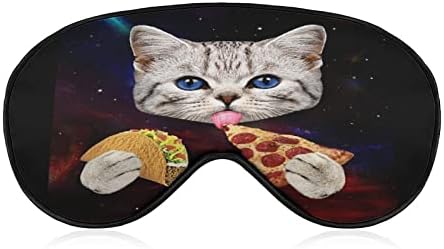 Cato espacial com taco e pizza dormindo cegos máscara de olhos fofos capa engraçada com alça ajustável para homens homens