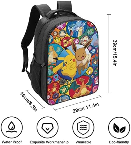 IOVOLUX Anime Mochilas de 16 polegadas para meninos meninas, sacos de laptop de desenho animado Saco de mochila durável para a escola para adolescentes de volta à escola