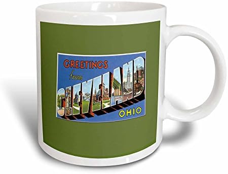 Greetings 3drose de Cleveland Ohio Reprodução de cartão postal cênica caneca cerâmica, 11 oz