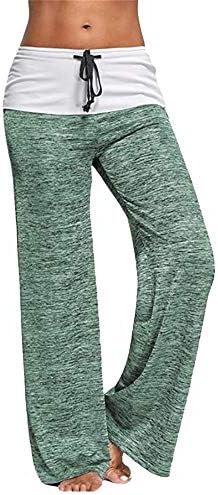 Andongnywell Women Casual Yoga Pant Baggy Wide Palnts costurando calças esportivas de secagem rápida