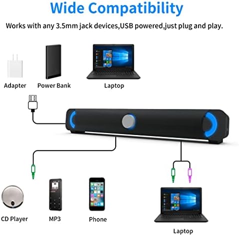 Zhuhw estéreo barra de som 10w alto -falante de computador USB 3,5 mm de alto -falante hiFi hifi barra de som para telefones