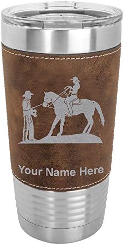 Lasergram 20 onças de caneca de copo isolada a vácuo, cowgirl amarrando um homem, gravura personalizada incluída