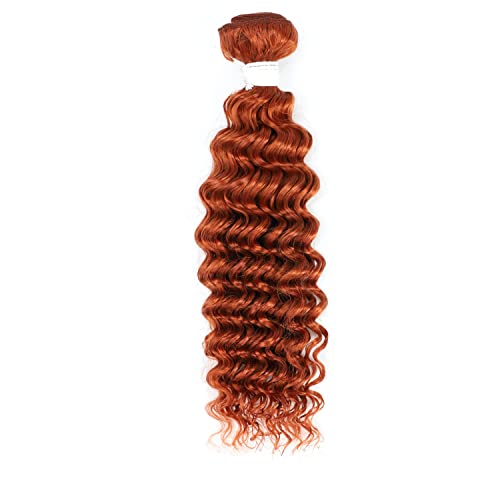 Pacote de cabelo humano onda profunda 350 cor laranja queimada 12 polegadas 1 pacote duplo weft wave cachere brasileiro