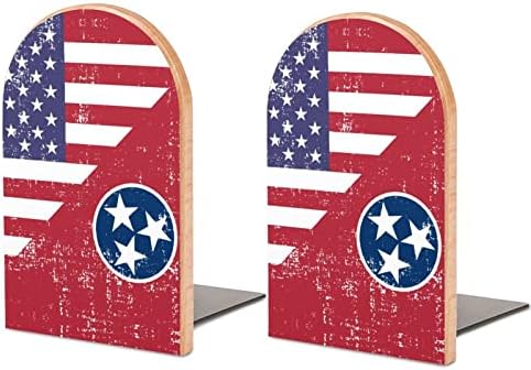 America Tennessee State Flag Wooden Booken Livros não esquisitos Livros Stands Livro Livro Ends