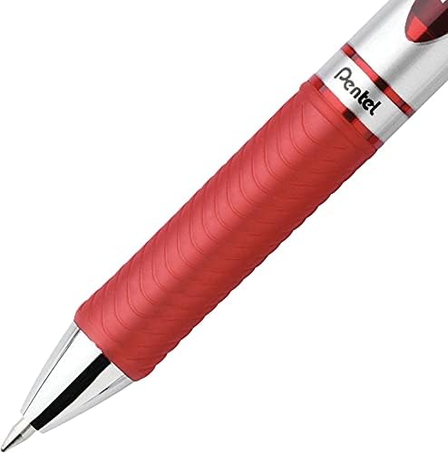 PENTEL BL77B ENERGEL RTX Pen do gel líquido retrátil.7mm, cano preto/cinza, tinta vermelha