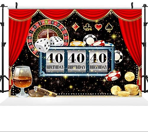 Ticuenicoa 9 × 6ft Casino 40º aniversário Las Vegas Casino Night Men Feliz 40º Aniversário Fotografia Dados Quarenta