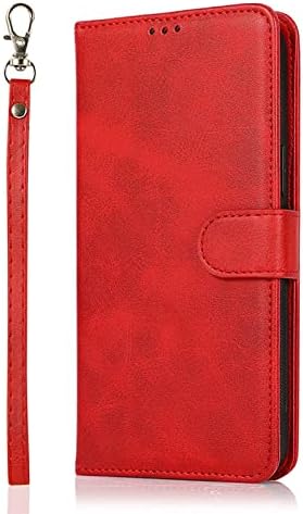 Caixa de carteira para Samsung Galaxy S23/S23 Plus/S23 Ultra, capa de telefone de couro com grandes slots de dinheiro espacial, fechamento magnético à prova de choque, capa de telefone de pulseira, vermelho, S23 6.1