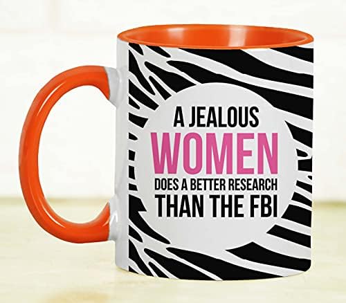 Inkdotpot A Mulheres com ciúmes faz uma pesquisa melhor do que a novidade engraçada do FBI canecas de café de cerâmica de