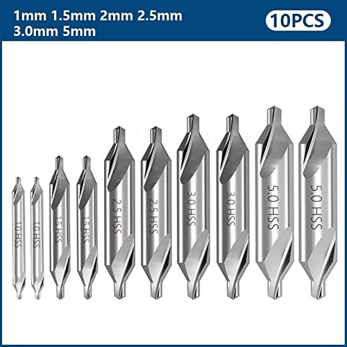 1-5 mm de broca central combinada Conjunto de broca de 60 graus de orifício de orifício de orifício de metal de 60 graus Bit