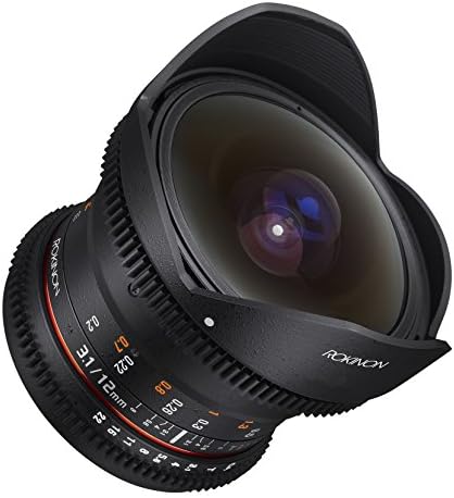 Rokinon Cine DS 12mm T3.1 Ultra Wide Cine Fisheye Lens para Sony E Mount Intercambiele Lens Câmeras - Compatível com