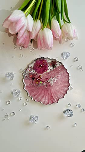 Silver Edition Luxury Handmade Resina Monta russa com flores reais | Linda montanha -russa de resina de flores feitas à mão