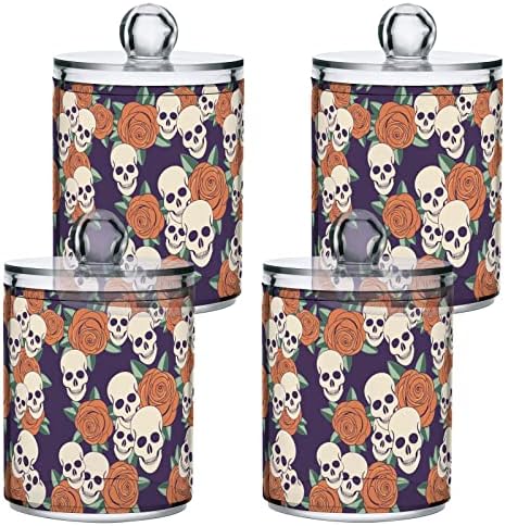 UMIRIKO 4 PCS Skull Skeleton Flowers Plant Distressor de suporte QTIP de 10 oz para bola de algodão, cotonete, algodão