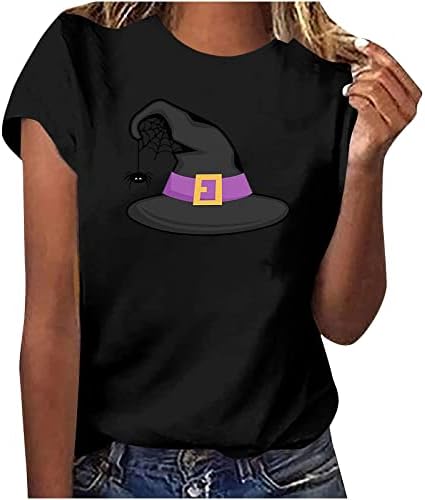 Mulheres tops femininos halloween abóbora gnomos fofos camisas de manga curta Camiseta casual Autumn Tees Funny Top Top