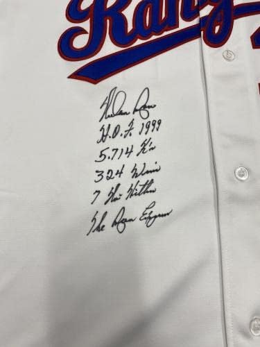 Nolan Ryan assinou a autêntica Mitchell Ness Texas Rangers Stat Jersey JSA Loa - Jerseys autografadas da MLB