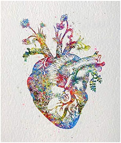 5D DIAMENTO DIA PINTURA DIAMENTO Aquarela Human Heart Bordado Full Square Cross Stitch Mosaic Pinturas por número 11.8x15.8inCh