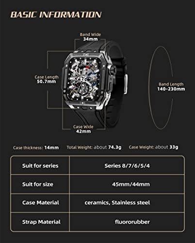 Banda de silicone Cnhkau para Apple Watch Strap 44/45mm Bracelet ， Case de proteção robusta à prova de arranhões ，