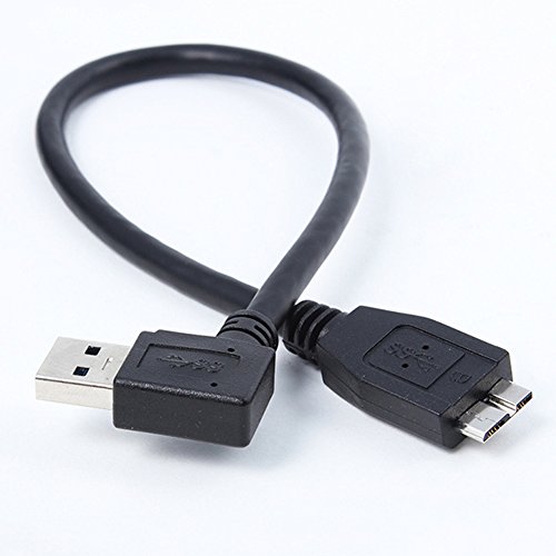 Bluwee Superspeed USB 3.0 Cabo - ângulo reto 90 graus Tipo A Male A Micro -B Cabo de cabo - 1ft - Round Black