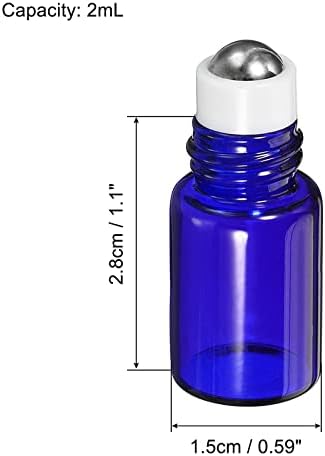 Garrafas de rolos de 2 ml de Patikil, 6 bolas de rolos de óleo de vidro com vidro com recipientes de tampa de tampa de plástico, azul
