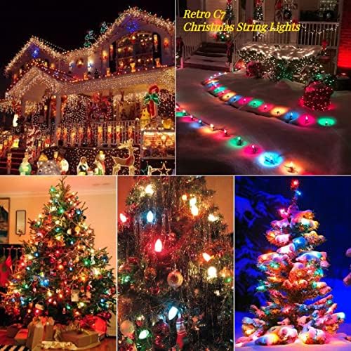 C7 Luzes de Natal LED Multicolor e 25 pés vintage Luzes de Natal com 27 lâmpadas LED vintage para luzes de Natal Luzes de