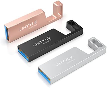 Lintyle 3 pacote USB Flash Drive 64 GB USB 3.0 Drive de polegar com keychain, 64g 64 GB de metal USB Drive 3.0 Memory