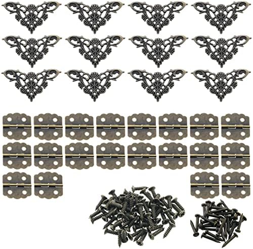 Jianling 12pcs 25x48mm Móveis vintage Capas suportes de prateleira de borda de bronze com 20pcs 23x23mm 4 orifícios Butterfly depende