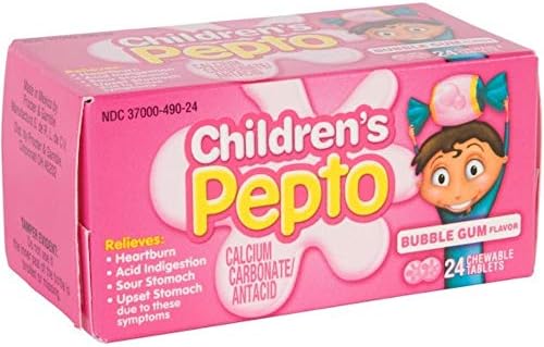 Tablets de mastigáveis ​​pepto infantis sabor de chiclete - 24 comprimidos, pacote de 2