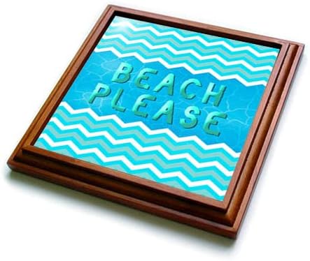 3drose Beach Por favor, envie uma mensagem de texto e cor azul e branco decorativo padrão - trivets
