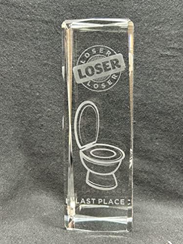 Medalhas expressas de 6 polegadas de altura de cristal sólido último lugar Loser Loser Towlete Trophy Trophy Trophy Laser