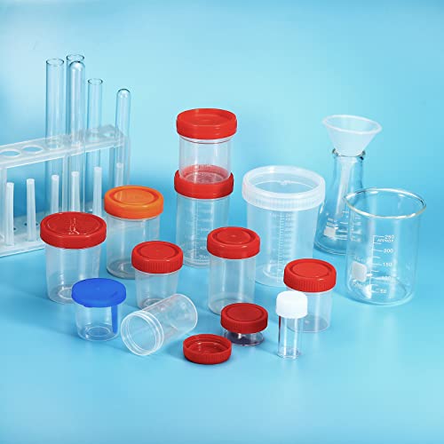 Patikil 90ml de xícaras de amostra, 5 contêineres de amostra de embalagem Tampa de parafuso à prova de vazamento para casa de laboratório, vermelho