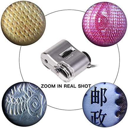 Bienka 60x Mini Mini Pocket Microscope Loupe Detector de moeda Microscópio Ligina do detector de moeda com ampliação da luz