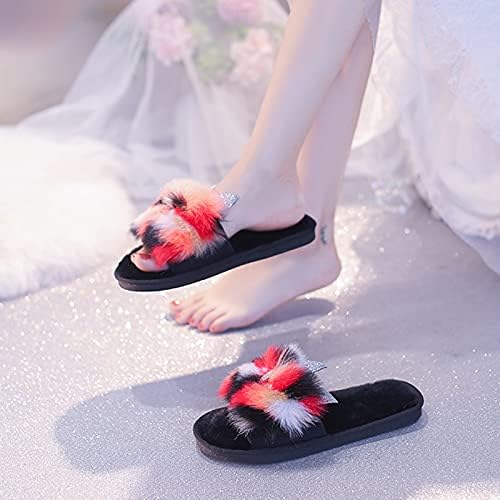 Slippers for Women Indoor Outdoor Slip em casa Plush Flat Plush Keep Toe Furry Warm Beach Flip Sandals House Funny Rainbow Water Shoes