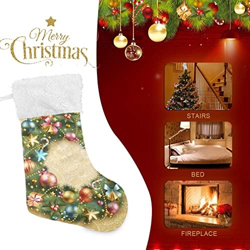 Alaza Christmas meias grinaldas de Natal com enfeites clássicos personalizados grandes decorações de meias para decoração de festa de férias em família 1 pacote, 17,7