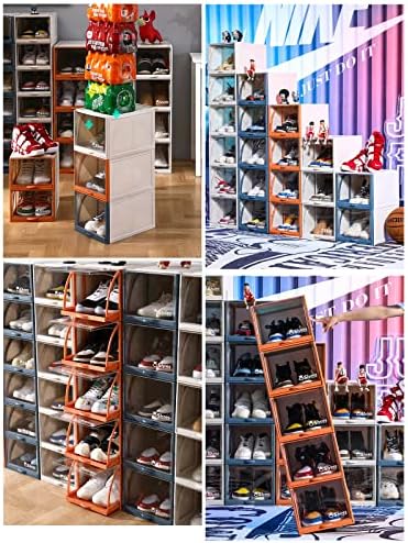 Caixa de sapatos do tipo gaveta, caixa de sapatos empilhável plástico transparente, recipientes de sapatos com tampas, caixa de sapatos
