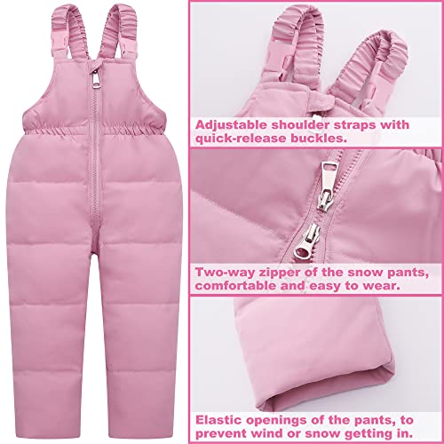 Crianças de 2 peças de 2 peças meninas meninas meninas usam jaqueta de esqui e calça de babador de neve, rosa 2-3 anos