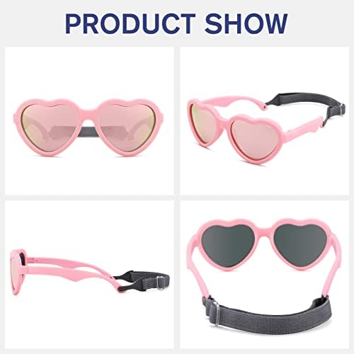 Melpomenia Heart Mody Baby Polarized Sunglasses com tira tonalidades inquebráveis ​​ajustáveis ​​para o recém-nascido