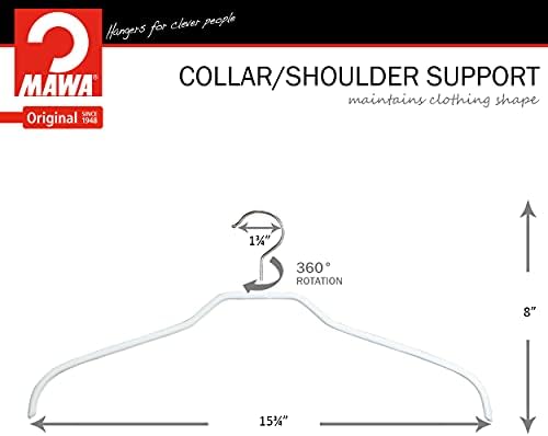 Mawa de Reston Lloyd Silhouette Series Non Slip Saving Roupas para camisas e vestidos, estilo 41/f, conjunto de 140, branco