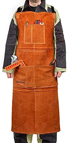 Soldagem em couro Beetro | Woodworking | Forjando | Pesado | Compra de avental 6 bolsos resistentes ao calor e chama