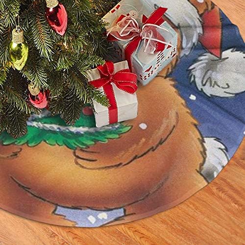 Lveshop Feliz Natal Adorável urso Treça de Natal Treça de luxo redondo redondo tapete externo tapete rústico de Natal Decorações de férias de árvore （30 /36 /48 Três tamanhos）