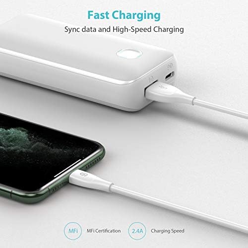 SyncWire iPhone Charger de 3 pés Lightning Cable - [Apple MFI Certified] Apple Charger Cord para iPhone 11 XS Max XR x 8 Plus 7 Plus 6S 6 Plus SE 5, iPad iPod, iPhone 11 Pro Max, iPhone 11 Pro - White