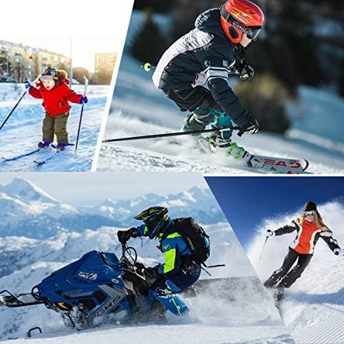 Momão luvas de esqui, luvas à prova d'água, luvas de inverno da tela de toque PU para meninos, meninas, homens, mulheres